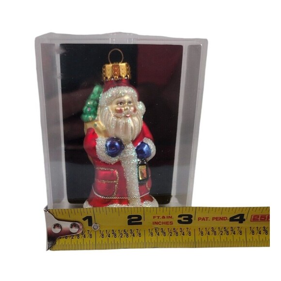 Glass Santa Christmas Ornament Hand Crafted Designer Studios Glitter Lantern - Picture 6 of 7